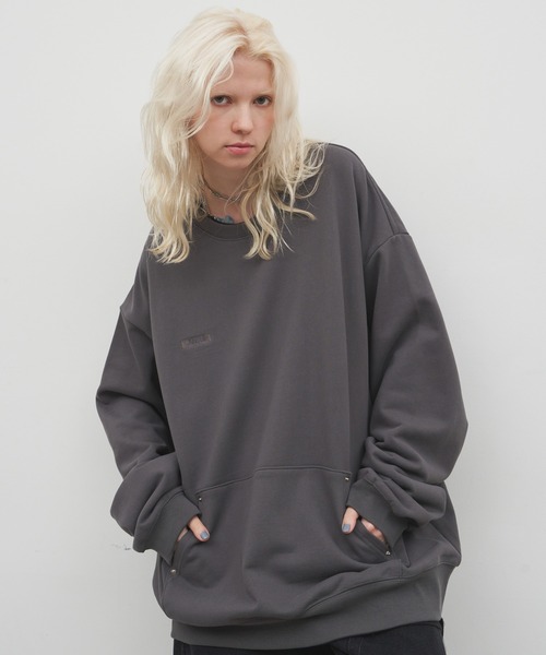 AIVER（アイバー）の「AIVER　ブランク刺繍リベットスウェット（スウェット・メンズ・チャコールグレー/ブラック/ナチュラル・LARGE/SMALL/MEDIUM）」の13枚目の写真