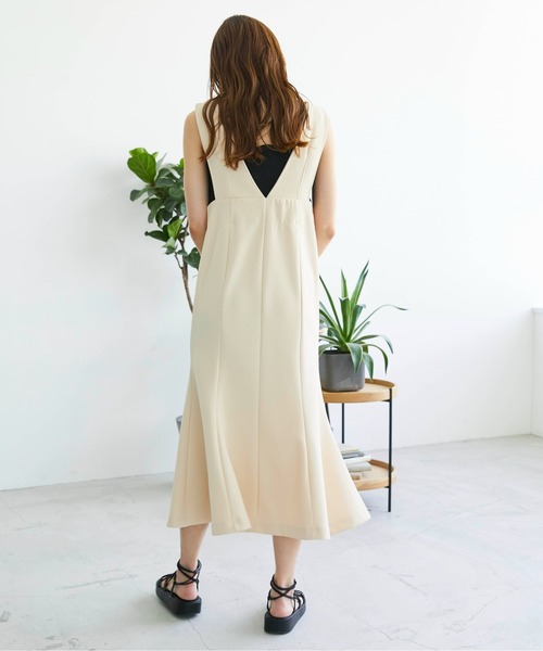 ECRIRE（エクリール）の「マーメイドジャンスカ（ジャンパースカート・レディース・ブラック/アイボリー・M）」の5枚目の写真