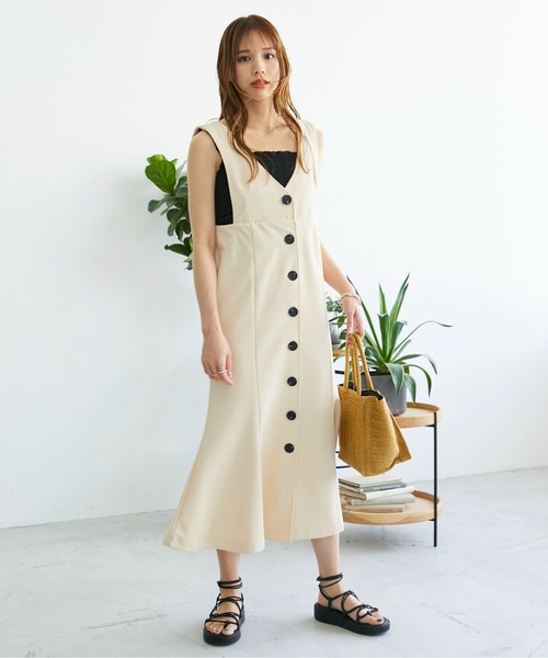 ECRIRE（エクリール）の「マーメイドジャンスカ（ジャンパースカート・レディース・ブラック/アイボリー・M）」の4枚目の写真