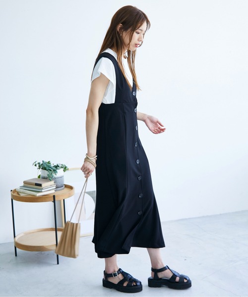 ECRIRE（エクリール）の「マーメイドジャンスカ（ジャンパースカート・レディース・ブラック/アイボリー・M）」の8枚目の写真