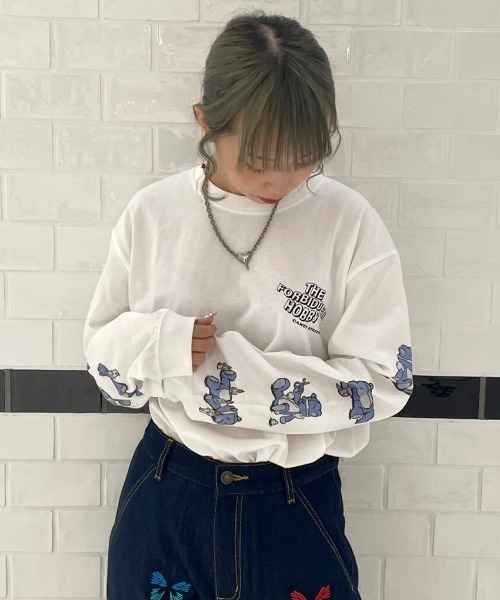 Candy Stripper(キャンディストリッパー)の「THE FORBIDDEN HOBBY L/S Tシャツ(Tシャツ/カットソー・レディース・ライトブルー/オフホワイト/ブラック・2)」の17枚目の写真