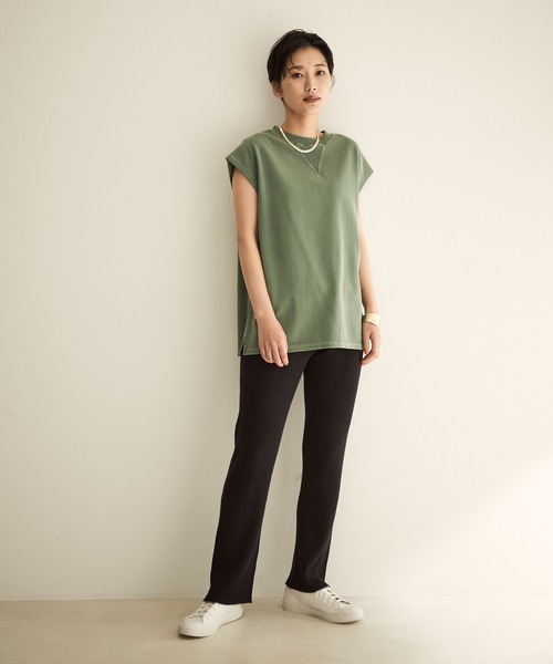 SALON adam et rope'（サロン アダム エ ロペ）の「【サステナブル】【TRUE COTTON】リブニットパンツ（その他パンツ・レディース・ホワイト/ブラック/ベージュ・FREE）」の14枚目の写真