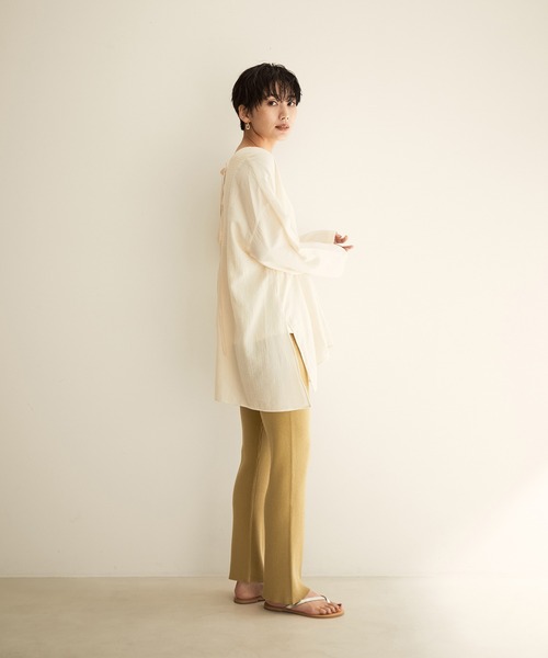 SALON adam et rope'（サロン アダム エ ロペ）の「【サステナブル】【TRUE COTTON】リブニットパンツ（その他パンツ・レディース・ホワイト/ブラック/ベージュ・FREE）」の18枚目の写真