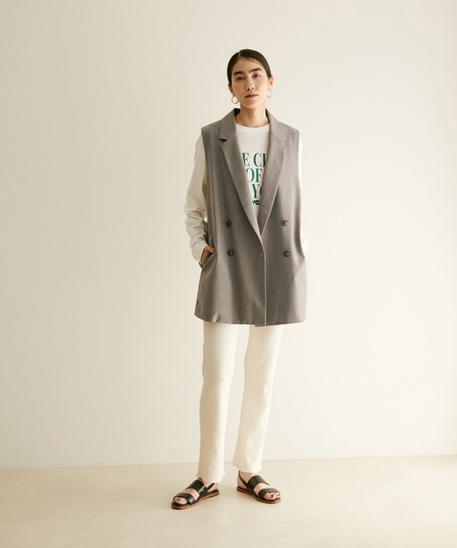 SALON adam et rope'（サロン アダム エ ロペ）の「【サステナブル】【TRUE COTTON】リブニットパンツ（その他パンツ・レディース・ホワイト/ブラック/ベージュ・FREE）」の4枚目の写真