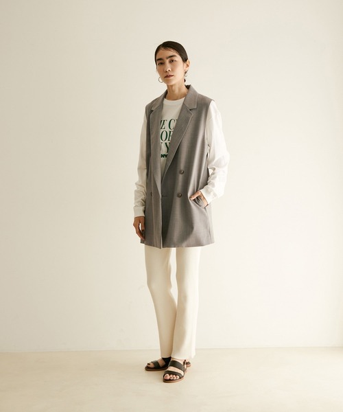 SALON adam et rope'（サロン アダム エ ロペ）の「【サステナブル】【TRUE COTTON】リブニットパンツ（その他パンツ・レディース・ホワイト/ブラック/ベージュ・FREE）」の5枚目の写真