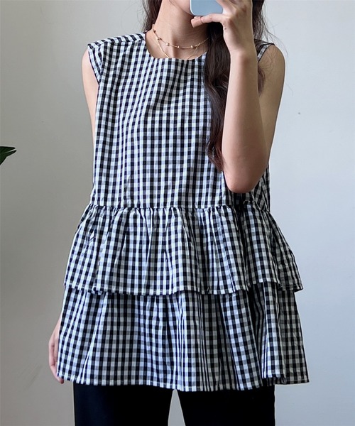 MAISON DE THERESE（メゾン ド テレーズ）の「ノースリーブ　ティアードブラウス（シャツ/ブラウス・レディース・ブラック/その他/ブルー/グレー/ブラウン/ピンク/ホワイト・FREE）」の18枚目の写真