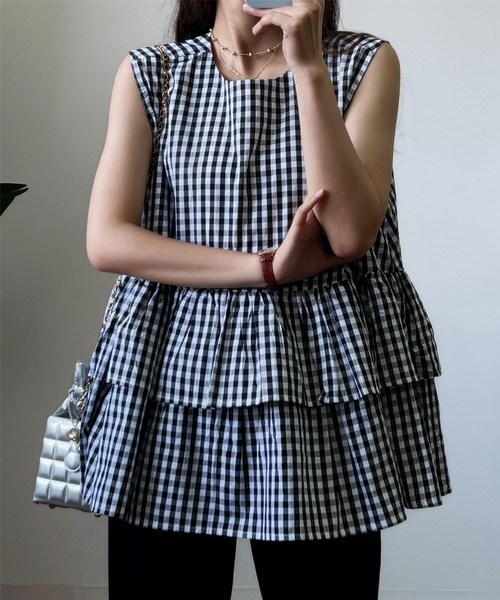 MAISON DE THERESE（メゾン ド テレーズ）の「ノースリーブ　ティアードブラウス（シャツ/ブラウス・レディース・ブラック/その他/ブルー/グレー/ブラウン/ピンク/ホワイト・FREE）」の21枚目の写真