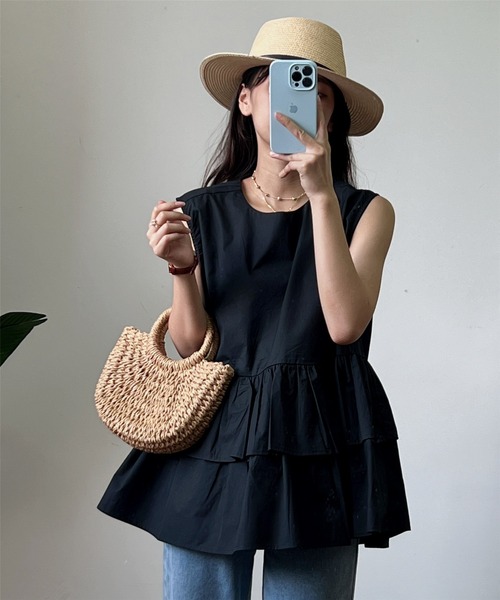 MAISON DE THERESE（メゾン ド テレーズ）の「ノースリーブ　ティアードブラウス（シャツ/ブラウス・レディース・ブラック/その他/ブルー/グレー/ブラウン/ピンク/ホワイト・FREE）」の19枚目の写真