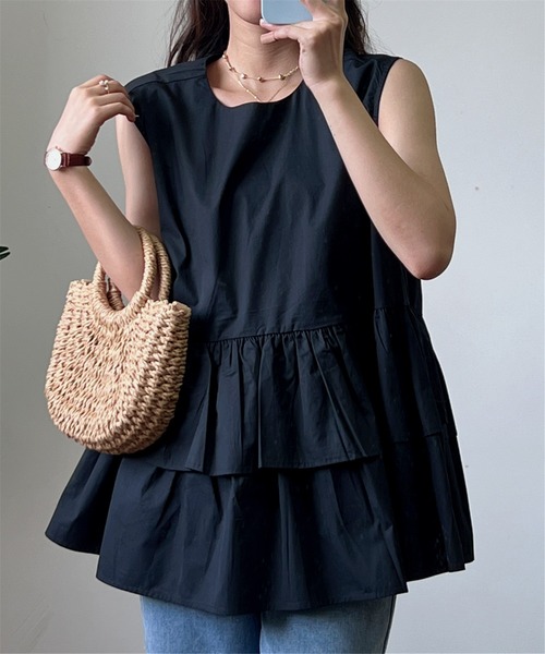 MAISON DE THERESE（メゾン ド テレーズ）の「ノースリーブ　ティアードブラウス（シャツ/ブラウス・レディース・ブラック/その他/ブルー/グレー/ブラウン/ピンク/ホワイト・FREE）」の22枚目の写真