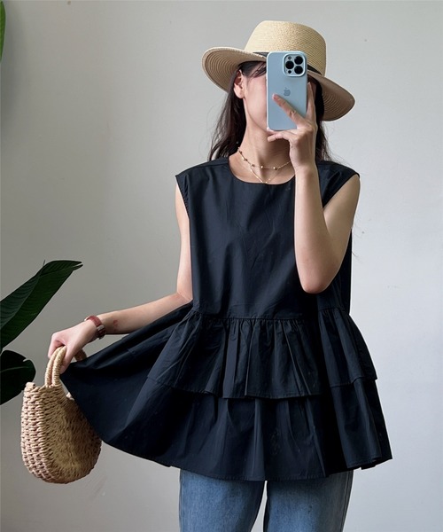 MAISON DE THERESE（メゾン ド テレーズ）の「ノースリーブ　ティアードブラウス（シャツ/ブラウス・レディース・ブラック/その他/ブルー/グレー/ブラウン/ピンク/ホワイト・FREE）」の17枚目の写真