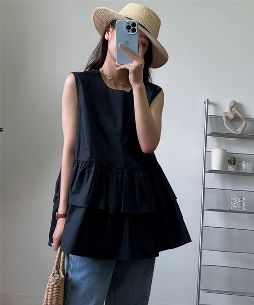 MAISON DE THERESE（メゾン ド テレーズ）の「ノースリーブ　ティアードブラウス（シャツ/ブラウス・レディース・ブラック/その他/ブルー/グレー/ブラウン/ピンク/ホワイト・FREE）」の20枚目の写真