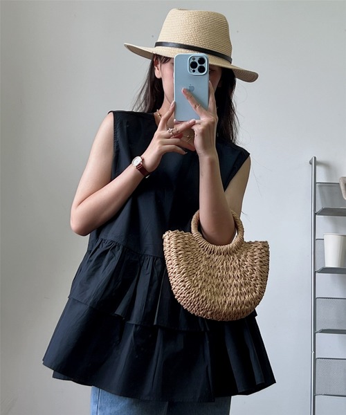 MAISON DE THERESE（メゾン ド テレーズ）の「ノースリーブ　ティアードブラウス（シャツ/ブラウス・レディース・ブラック/その他/ブルー/グレー/ブラウン/ピンク/ホワイト・FREE）」の12枚目の写真