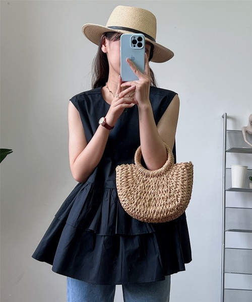 MAISON DE THERESE（メゾン ド テレーズ）の「ノースリーブ　ティアードブラウス（シャツ/ブラウス・レディース・ブラック/その他/ブルー/グレー/ブラウン/ピンク/ホワイト・FREE）」の15枚目の写真