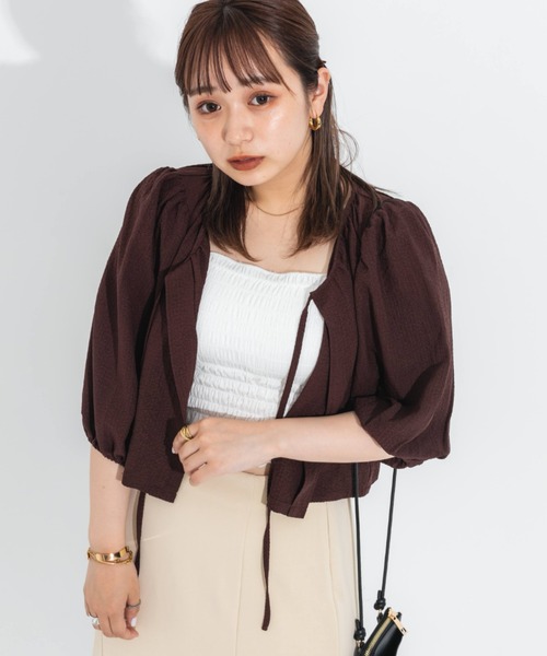 nemne store(ネンネストア)の「前後2wayリボンジャガードブラウス(シャツ/ブラウス・レディース・ブラウン/ピンク/オレンジ/アイボリー・フリー)」の11枚目の写真