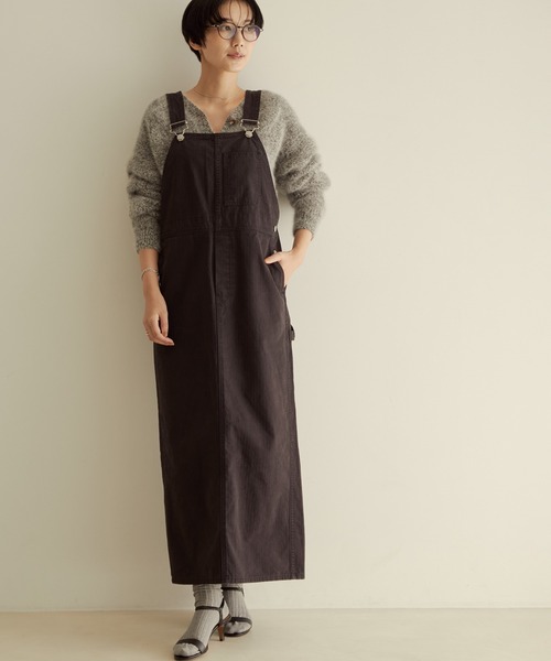 SALON adam et rope'（サロン アダム エ ロペ）の「へリンボーンジャンパースカート（ジャンパースカート・レディース・ブラック/グリーン系その他・FREE）」の2枚目の写真