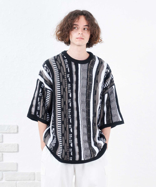 NIDO（ニド）の「3DニットＴ（ニット/セーター・メンズ・ブラック/イエロー・FREE）」の2枚目の写真