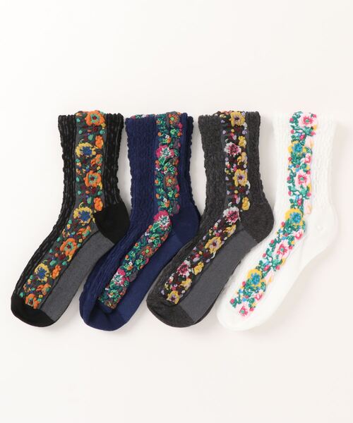 セール】【4色組】花柄クルーソックスセット（ソックス/靴下）｜Lace
