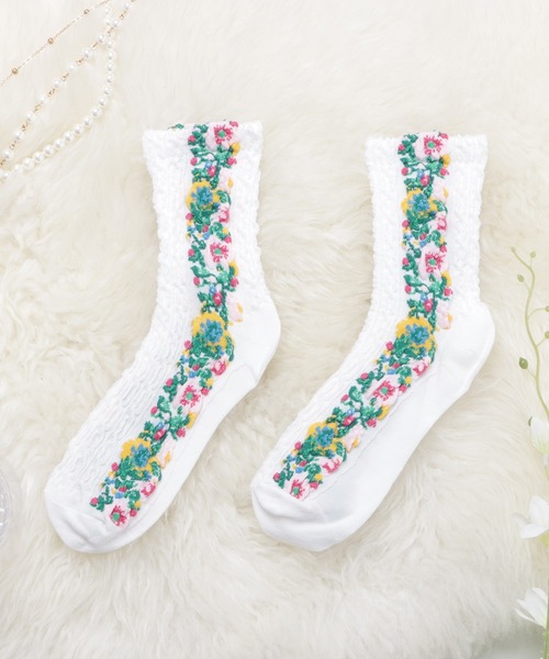 セール】【4色組】花柄クルーソックスセット（ソックス/靴下）｜Lace