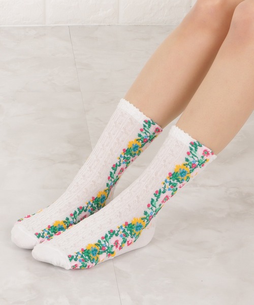 セール】【4色組】花柄クルーソックスセット（ソックス/靴下）｜Lace