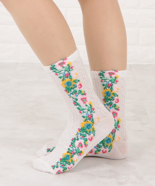 セール】【4色組】花柄クルーソックスセット（ソックス/靴下）｜Lace