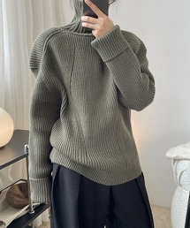 3Dランダムリブ タートルニットプルオーバー chw22a057