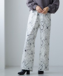 大きいサイズ ライン花柄ワイドパンツ miclat