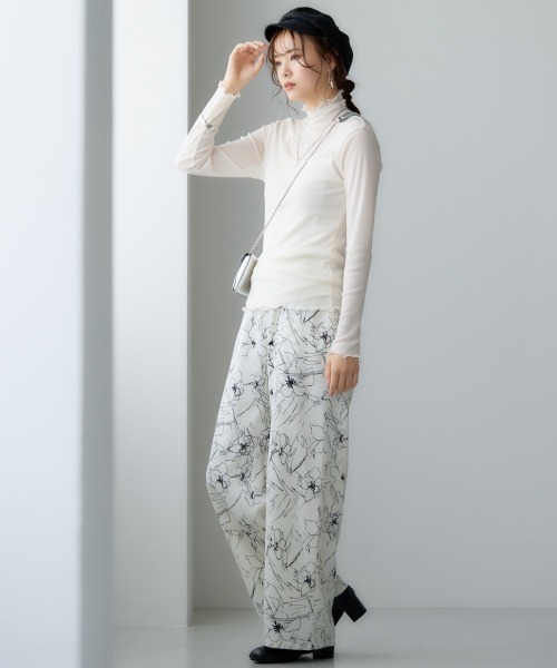 miclat（ミクラ）の「大きいサイズ ライン花柄ワイドパンツ miclat（その他パンツ・レディース・ブラック系/ホワイト系・LL/3L/4L/L）」の9枚目の写真