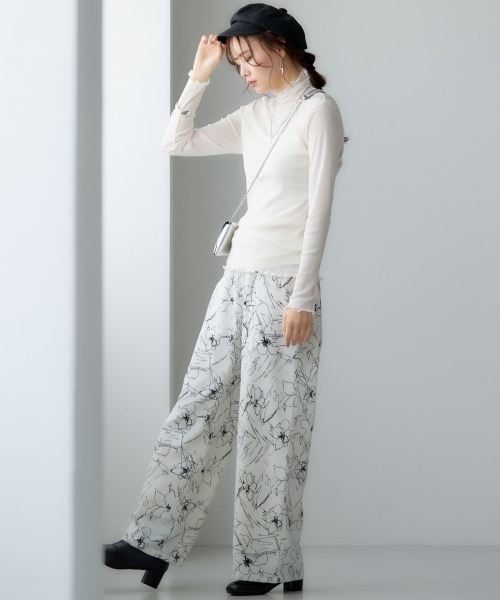 miclat（ミクラ）の「大きいサイズ ライン花柄ワイドパンツ miclat（その他パンツ・レディース・ブラック系/ホワイト系・LL/3L/4L/L）」の10枚目の写真