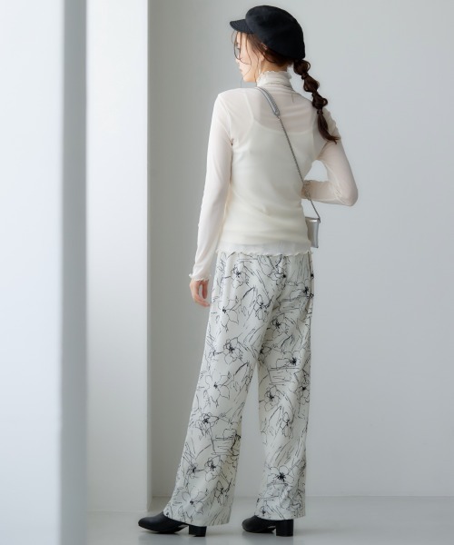 miclat（ミクラ）の「大きいサイズ ライン花柄ワイドパンツ miclat（その他パンツ・レディース・ブラック系/ホワイト系・LL/3L/4L/L）」の11枚目の写真