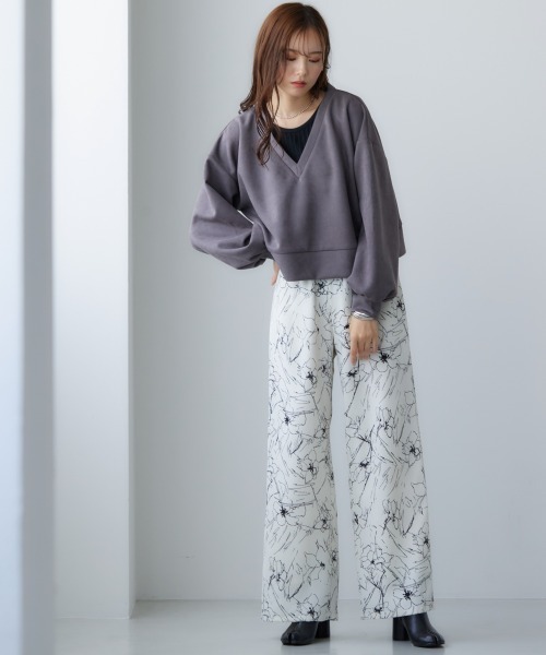 miclat（ミクラ）の「大きいサイズ ライン花柄ワイドパンツ miclat（その他パンツ・レディース・ブラック系/ホワイト系・LL/3L/4L/L）」の22枚目の写真