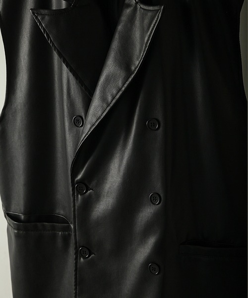 NILWAY（ニルウェイ）の「PUレザー ダブル ベスト（ベスト・レディース・チャコール/ブラック・LARGE/MEDIUM）」の4枚目の写真