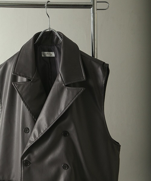 NILWAY（ニルウェイ）の「PUレザー ダブル ベスト（ベスト・レディース・チャコール/ブラック・LARGE/MEDIUM）」の9枚目の写真