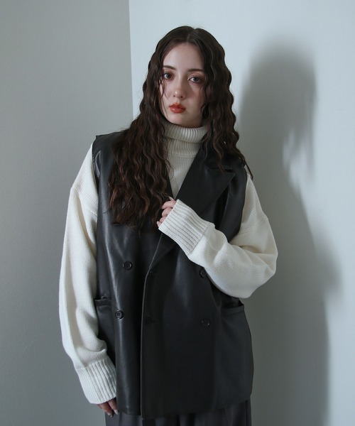 NILWAY（ニルウェイ）の「PUレザー ダブル ベスト（ベスト・レディース・チャコール/ブラック・LARGE/MEDIUM）」の21枚目の写真