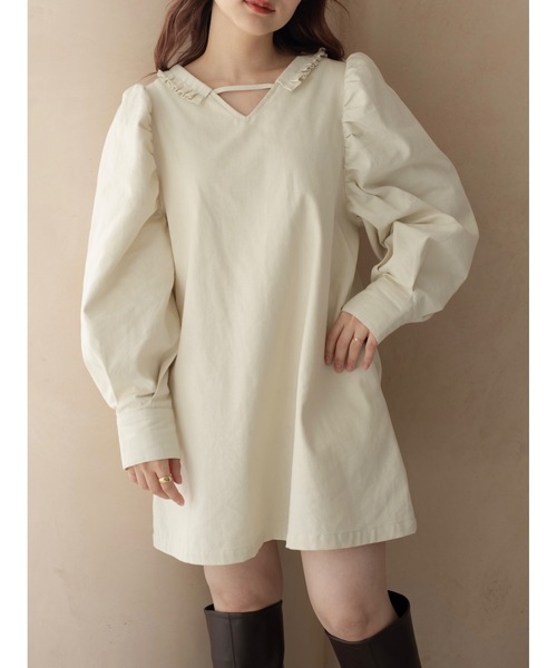 jumelle（ジュメロ）の「【前後2way】２wayチノワンピース（ワンピース・レディース・ネイビー/アイボリー・FREE）」の2枚目の写真