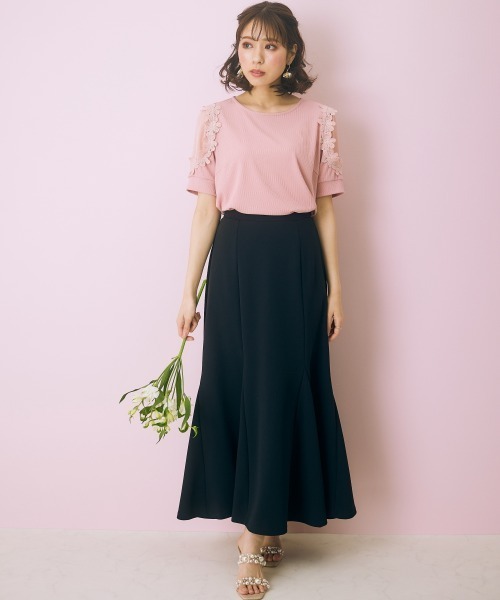 marun（マルン）の「＜大きいサイズ＞【選べるシルエット】 カットツイルスカート（マーメイド／Iライン） marun（スカート・レディース・ブラック/ピンク系/サックスブルー/サンドグレー/オフホワイト/パープル/レッド系/ブルー/ネイビー/パープル系その他/ブラック系その他・3L/5L/4L/LL/L/M）」の12枚目の写真