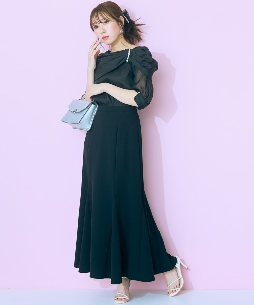 marun（マルン）の「＜大きいサイズ＞【選べるシルエット】 カットツイルスカート（マーメイド／Iライン） marun（スカート・レディース・ブラック/ピンク系/サックスブルー/サンドグレー/オフホワイト/パープル/レッド系/ブルー/ネイビー/パープル系その他/ブラック系その他・3L/5L/4L/LL/L/M）」の16枚目の写真