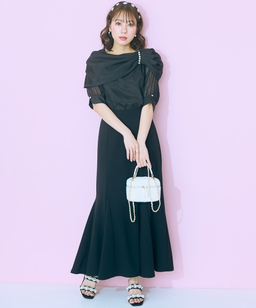 marun（マルン）の「＜大きいサイズ＞【選べるシルエット】 カットツイルスカート（マーメイド／Iライン） marun（スカート・レディース・ブラック/ピンク系/サックスブルー/サンドグレー/オフホワイト/パープル/レッド系/ブルー/ネイビー/パープル系その他/ブラック系その他・3L/5L/4L/LL/L/M）」の22枚目の写真