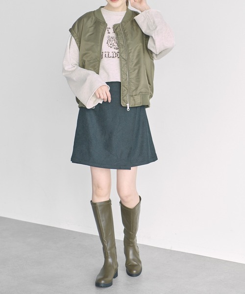 earth music&ecology（アースミュージックアンドエコロジー）の「2WAY MA-1（MA-1・レディース・キャメル/カーキ/チャコールグレー・L/M）」の16枚目の写真