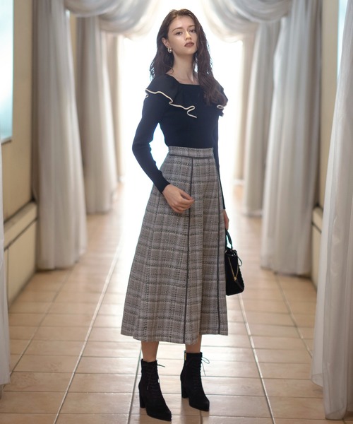 NOELA(ノエラ)の「パイピングツイードスカート(スカート・レディース・ブラック/グレー/オフホワイト・M/S)」の20枚目の写真
