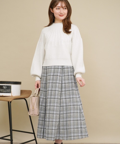 NOELA(ノエラ)の「パイピングツイードスカート(スカート・レディース・ブラック/グレー/オフホワイト・M/S)」の21枚目の写真