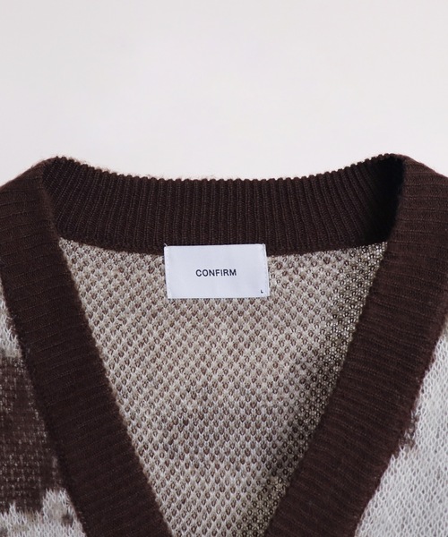 Confirm（コンファーム）の「モヘアライク ルーズシルエット グラデーション 煙柄ジャガード シャギーニットカーディガン【Confirm】（カーディガン/ボレロ・メンズ・ブラウン/グリーン/ブラック/パープル系その他/ブラック系その他/ブルー系その他/イエロー/イエロー系その他/グレー・M/L）」の10枚目の写真