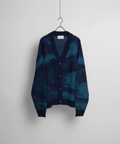 Confirm（コンファーム）の「モヘアライク ルーズシルエット グラデーション 煙柄ジャガード シャギーニットカーディガン【Confirm】（カーディガン/ボレロ・メンズ・ブラウン/グリーン/ブラック/パープル系その他/ブラック系その他/ブルー系その他/イエロー/イエロー系その他/グレー・M/L）」の19枚目の写真