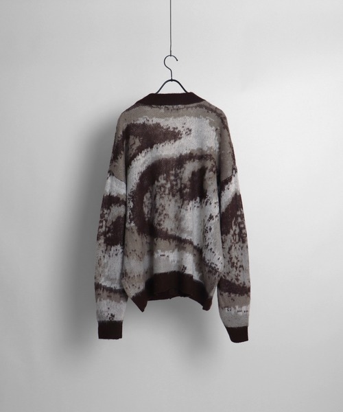 Confirm（コンファーム）の「モヘアライク ルーズシルエット グラデーション 煙柄ジャガード シャギーニットカーディガン【Confirm】（カーディガン/ボレロ・メンズ・ブラウン/グリーン/ブラック/パープル系その他/ブラック系その他/ブルー系その他/イエロー/イエロー系その他/グレー・M/L）」の18枚目の写真