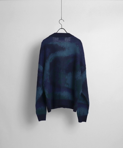 Confirm（コンファーム）の「モヘアライク ルーズシルエット グラデーション 煙柄ジャガード シャギーニットカーディガン【Confirm】（カーディガン/ボレロ・メンズ・ブラウン/グリーン/ブラック/パープル系その他/ブラック系その他/ブルー系その他/イエロー/イエロー系その他/グレー・M/L）」の20枚目の写真