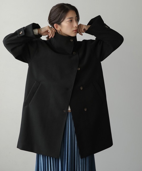 Bou Jeloud（ブージュルード）の「スタンドカラーソデボリュームコート（その他アウター・レディース・モカ/グリーン/アイボリー/ブラック・FREE）」の3枚目の写真