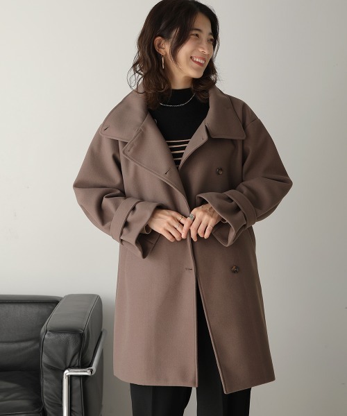 Bou Jeloud（ブージュルード）の「スタンドカラーソデボリュームコート（その他アウター・レディース・モカ/グリーン/アイボリー/ブラック・FREE）」の4枚目の写真