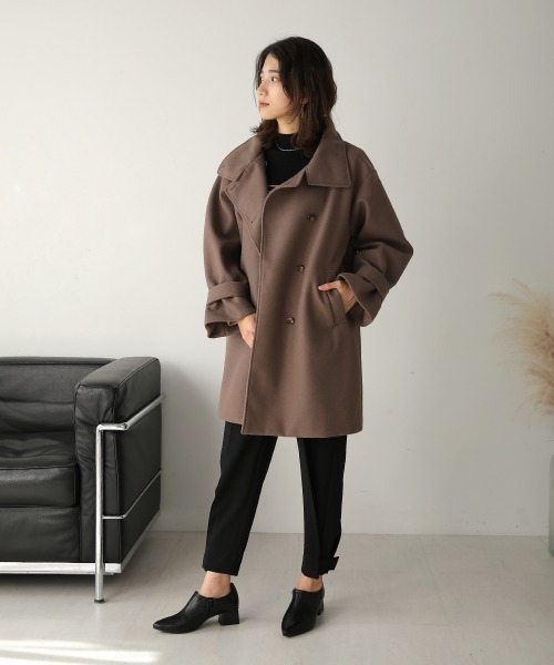 Bou Jeloud（ブージュルード）の「スタンドカラーソデボリュームコート（その他アウター・レディース・モカ/グリーン/アイボリー/ブラック・FREE）」の7枚目の写真