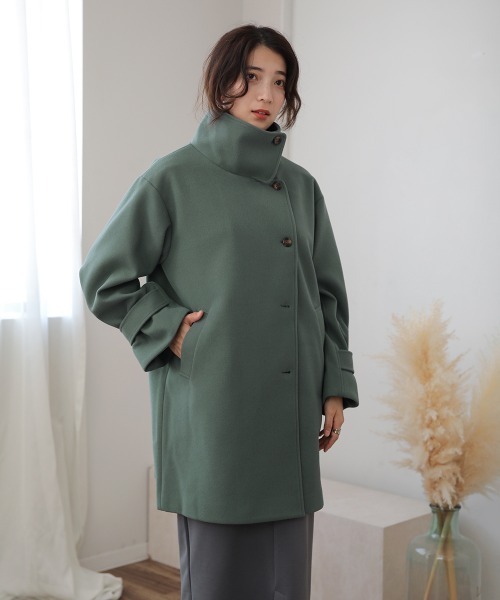 Bou Jeloud（ブージュルード）の「スタンドカラーソデボリュームコート（その他アウター・レディース・モカ/グリーン/アイボリー/ブラック・FREE）」の18枚目の写真