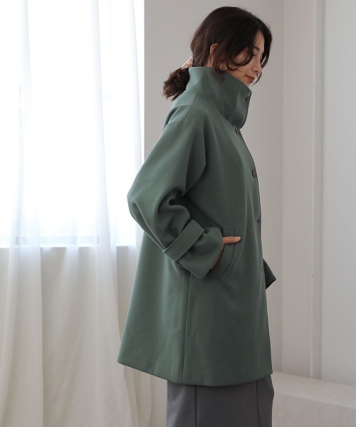 Bou Jeloud（ブージュルード）の「スタンドカラーソデボリュームコート（その他アウター・レディース・モカ/グリーン/アイボリー/ブラック・FREE）」の15枚目の写真