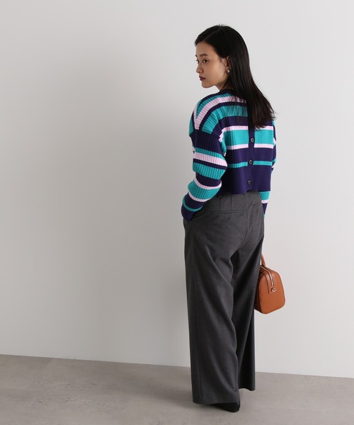 N.（N. Natural Beauty Basic）（エヌエヌナチュラルビューティーベーシック）の「◆前後２ＷＡＹボーダーショートカーディガン（カーディガン/ボレロ・レディース・オレンジ/ネイビー・MEDIUM）」の3枚目の写真